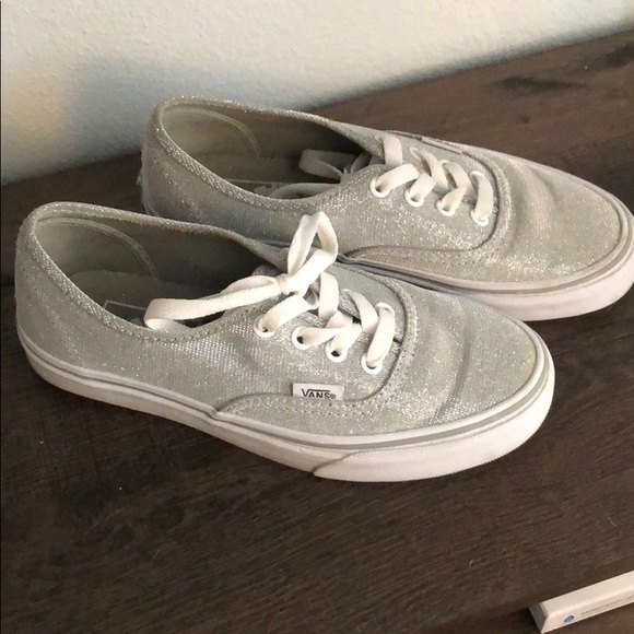 silver glitter vans